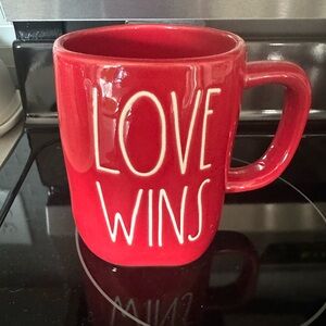 Rae Dunn Red Ceramic Coffee Mug Love Wins